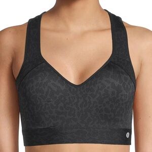 LAYER 8 Maximum Support Molded Cups Racerback Sports Bra Black Animal Print S